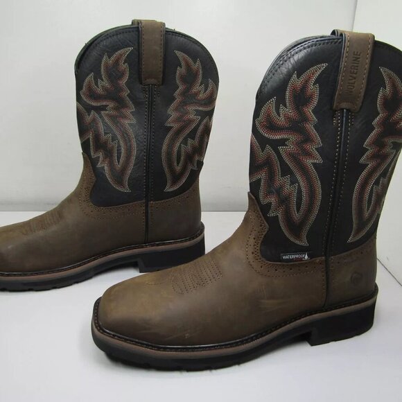 NEW WOLVERINE Mens Wellington Rancher Boots Size 8M Waterproof Steel Toe Pull-On - Picture 7 of 9